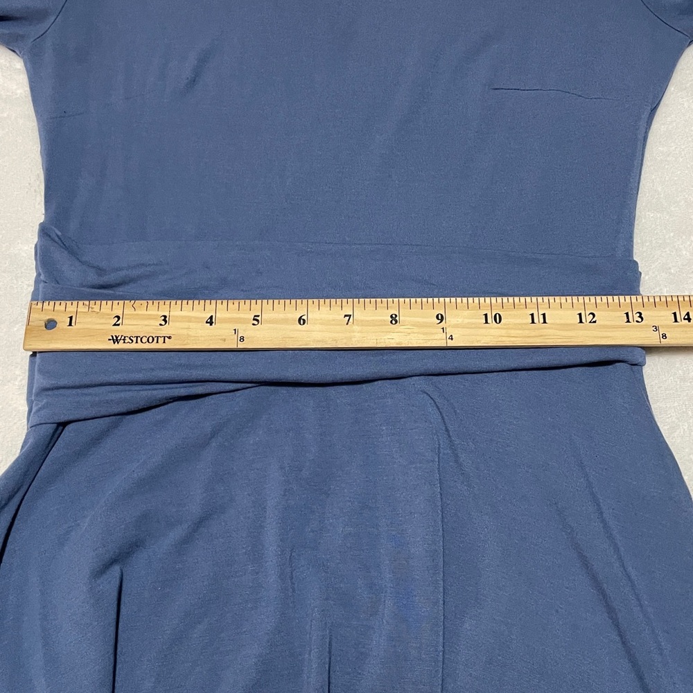 Betabrand Slate Blue Long-Sleeve Draped Waist Dress Sz Small - Picture 3 of 6
